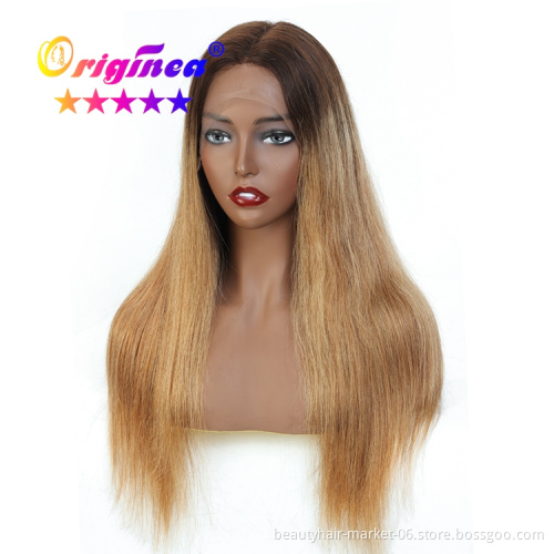 blonde colored ombre wigs hd lace frontal 100% brazilian human hair lace front wig for black woman
